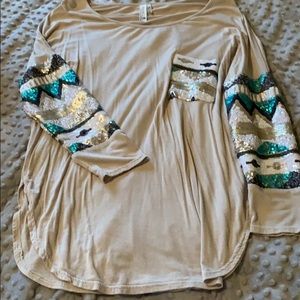 Aztec Sequin Top